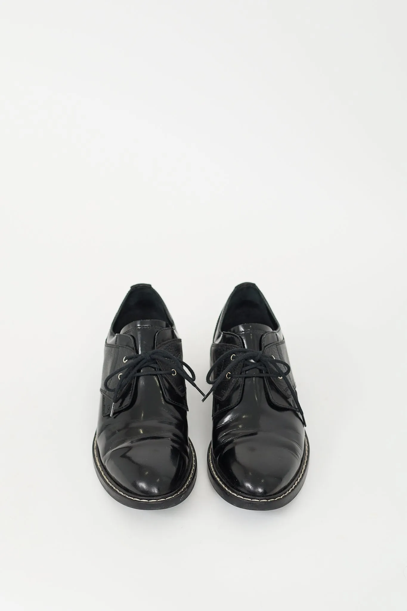 Black Leather Contrast Stitch Derby